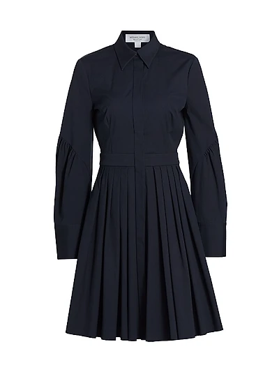 Cotton Pleated Shirtdress