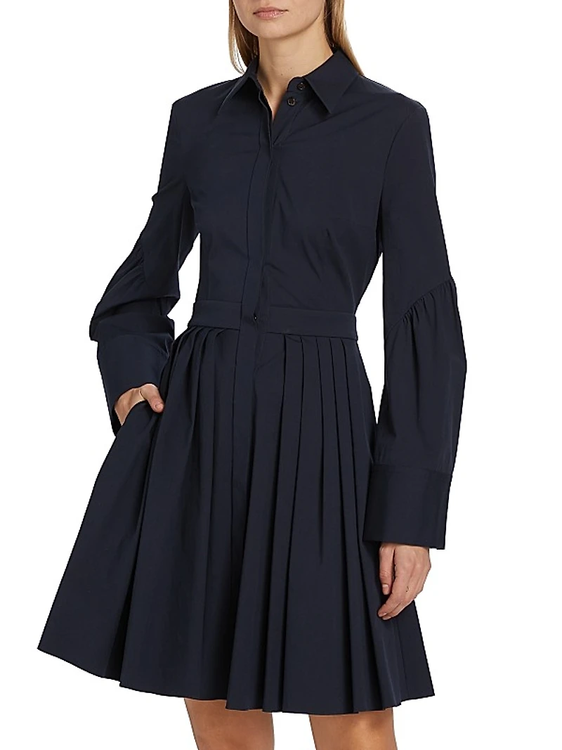 Cotton Pleated Shirtdress