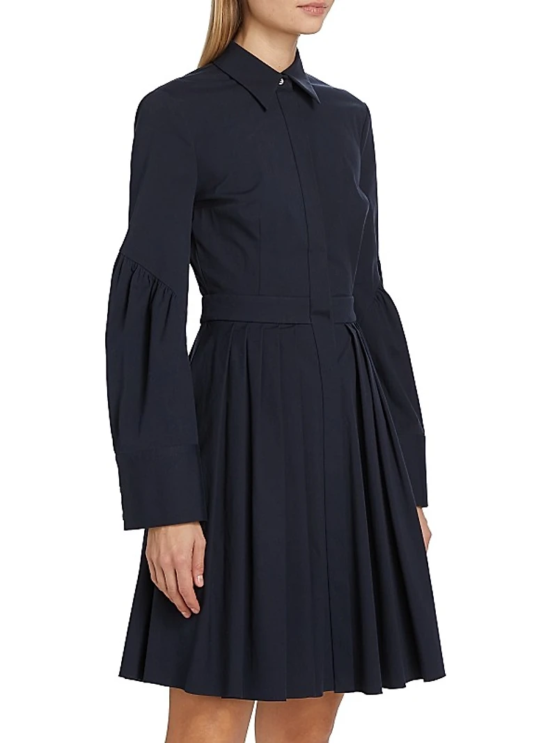 Cotton Pleated Shirtdress