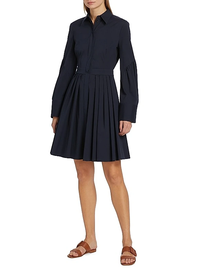 Cotton Pleated Shirtdress