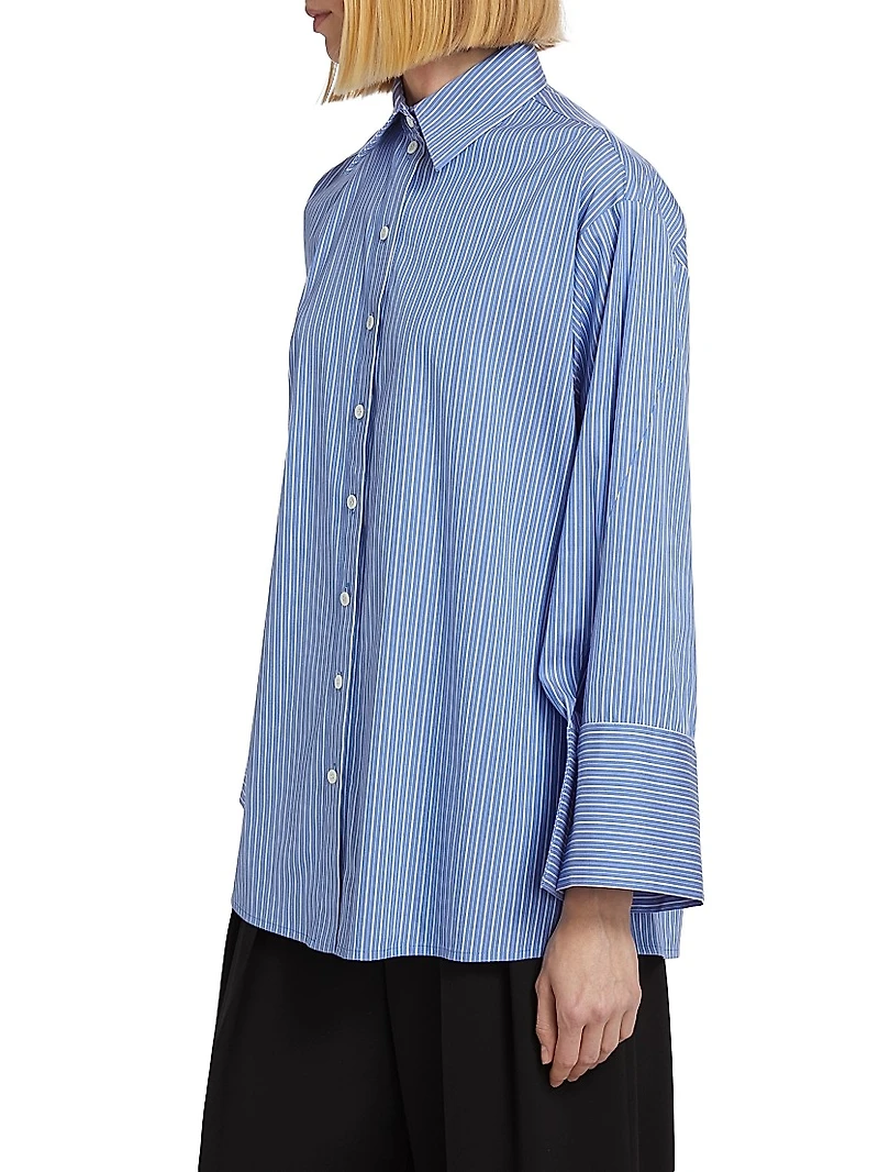 Pinstriped Cotton-Blend Oversized Shirt