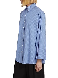 Pinstriped Cotton-Blend Oversized Shirt
