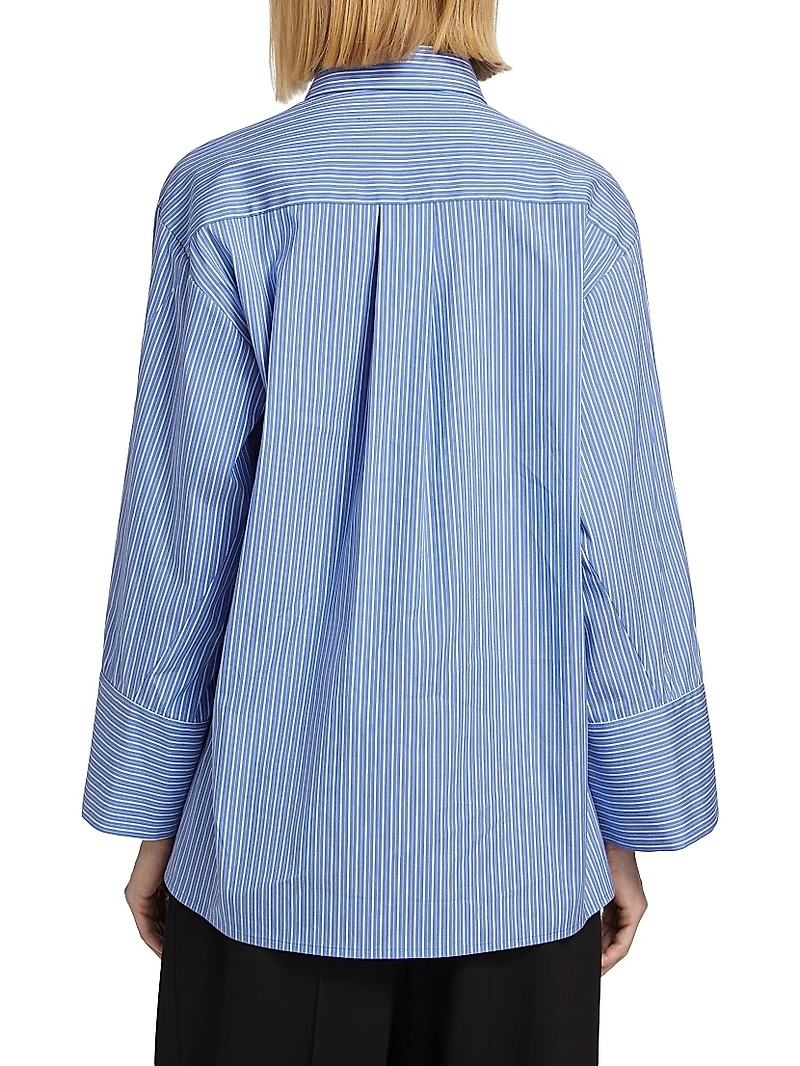 Pinstriped Cotton-Blend Oversized Shirt
