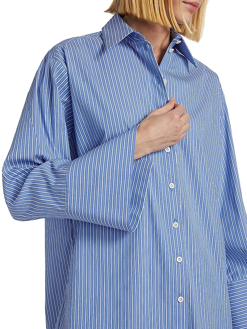 Pinstriped Cotton-Blend Oversized Shirt