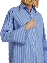 Pinstriped Cotton-Blend Oversized Shirt