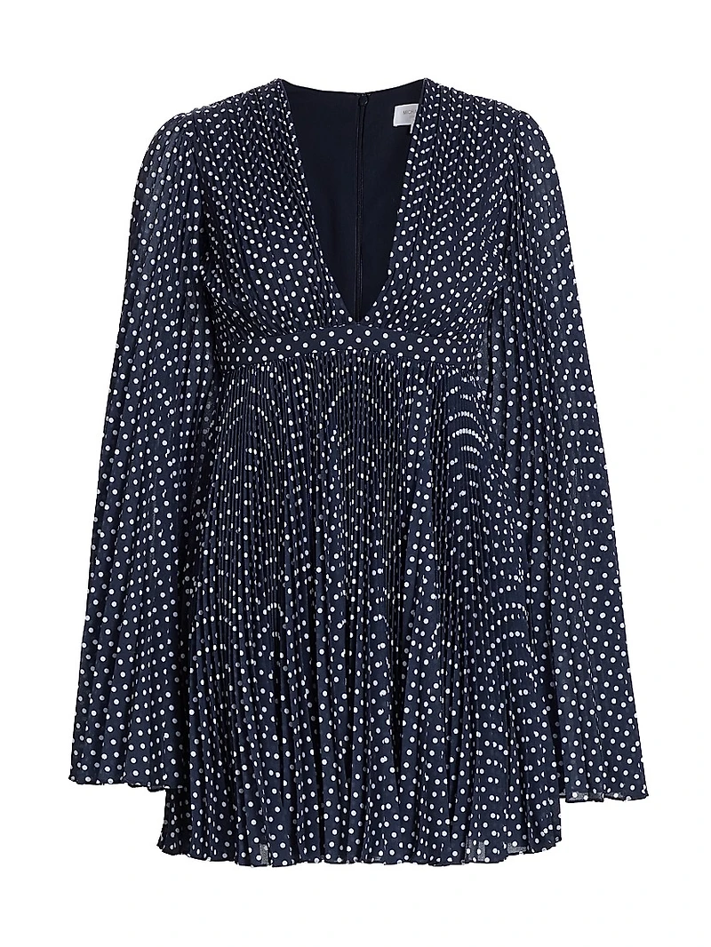 Polka-Dot Pleated Minidress