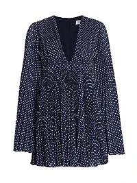Polka-Dot Pleated Minidress