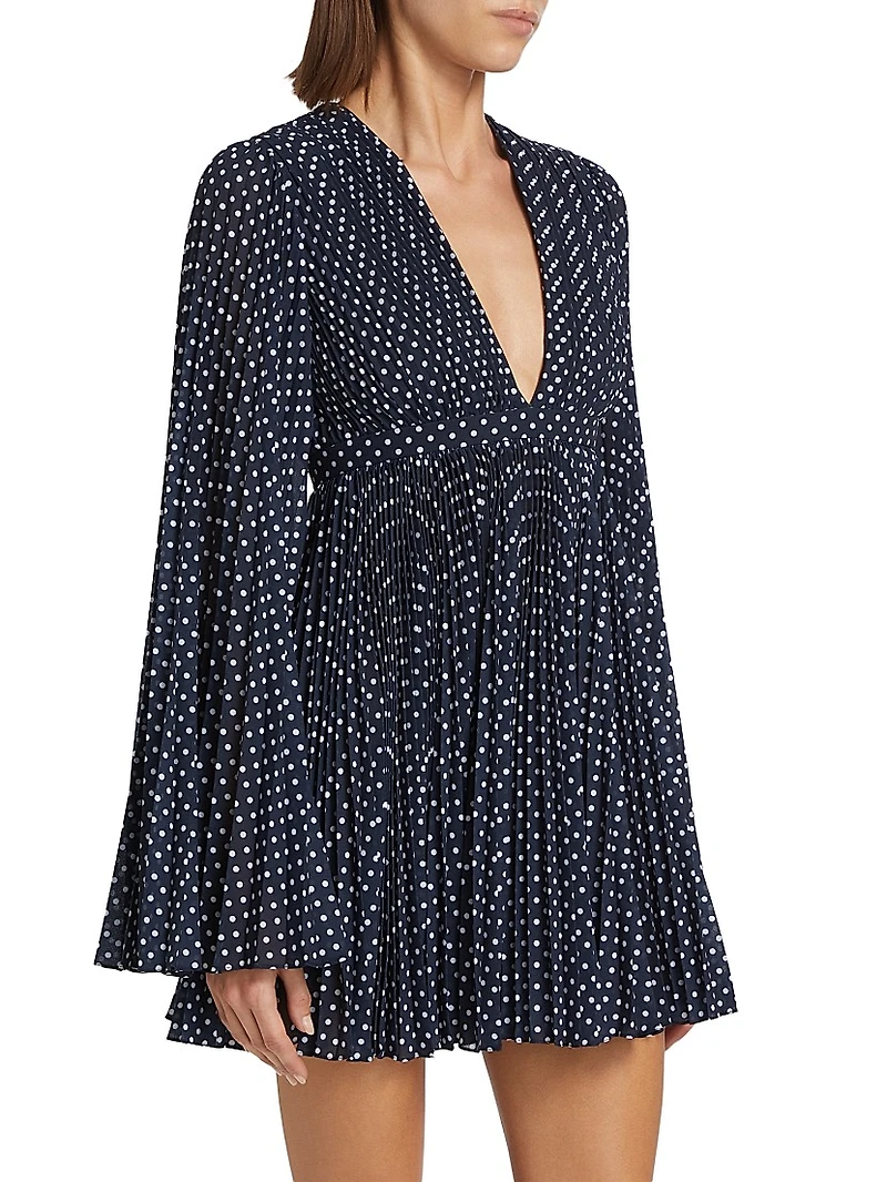 Polka-Dot Pleated Minidress
