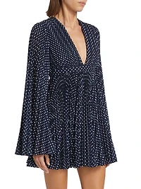 Polka-Dot Pleated Minidress