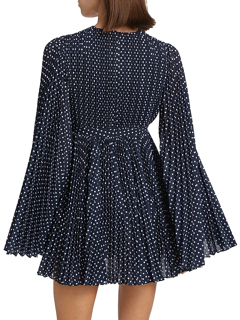 Polka-Dot Pleated Minidress