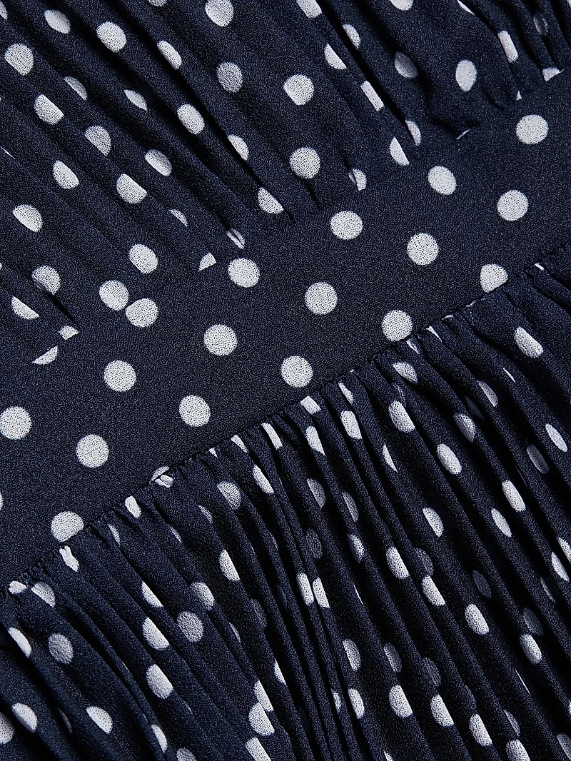 Polka-Dot Pleated Minidress