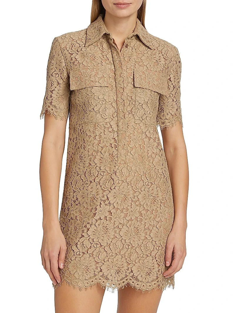 Eyelash Lace Shift Minidress