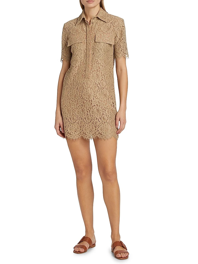 Eyelash Lace Shift Minidress