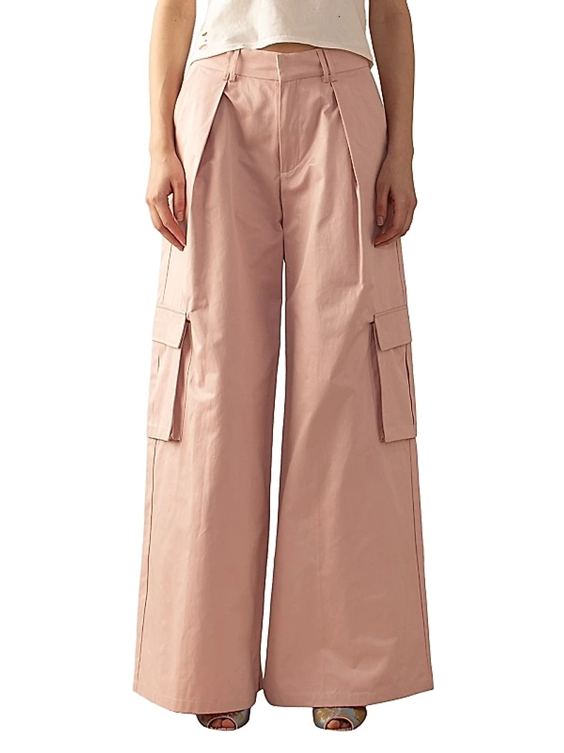 High-Rise Wide-Leg Cargo Pants