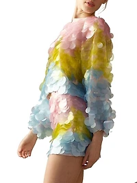 Sequined Organza Pullover Top