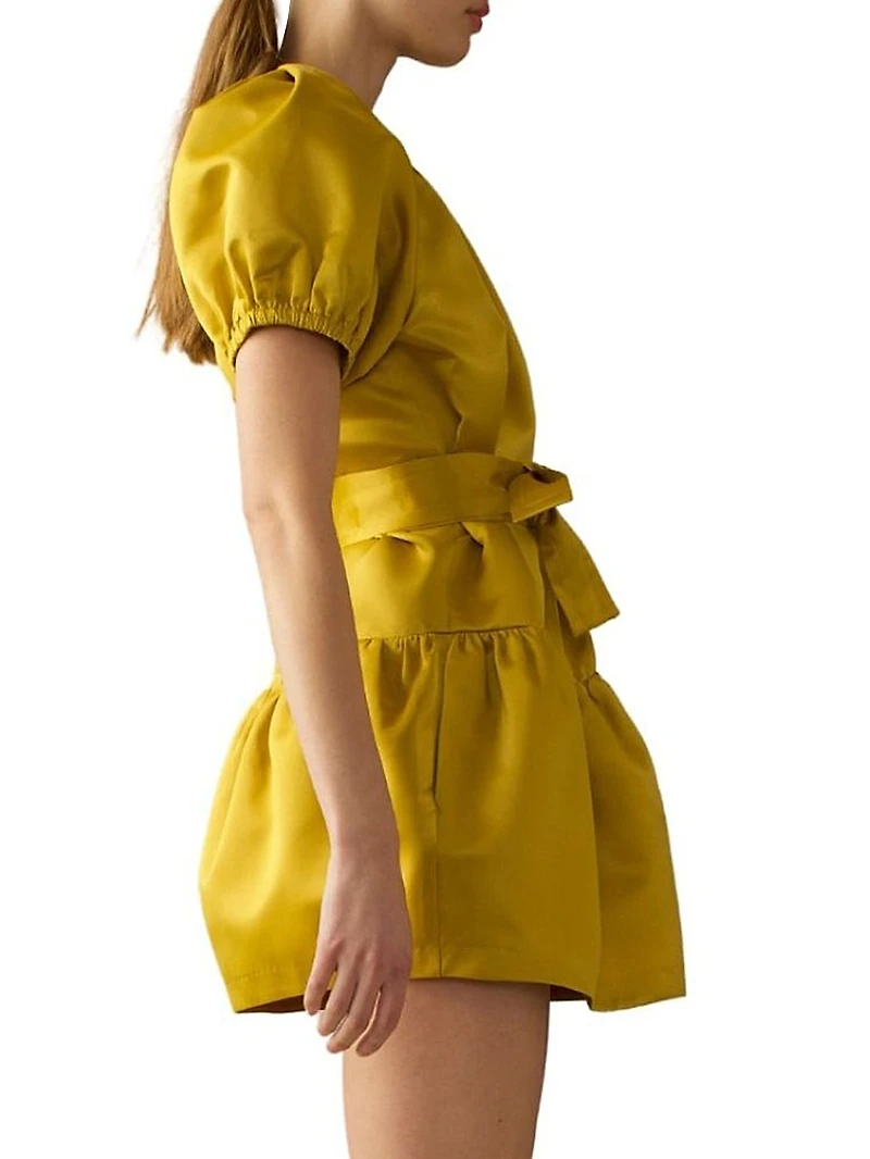 Tulip Belted Satin Minidress