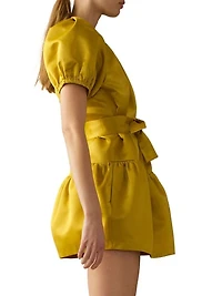 Tulip Belted Satin Minidress