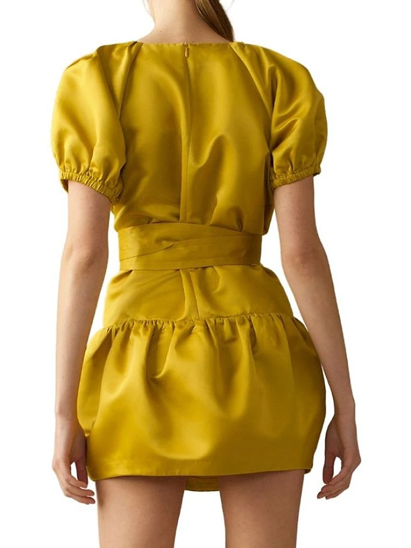 Tulip Belted Satin Minidress