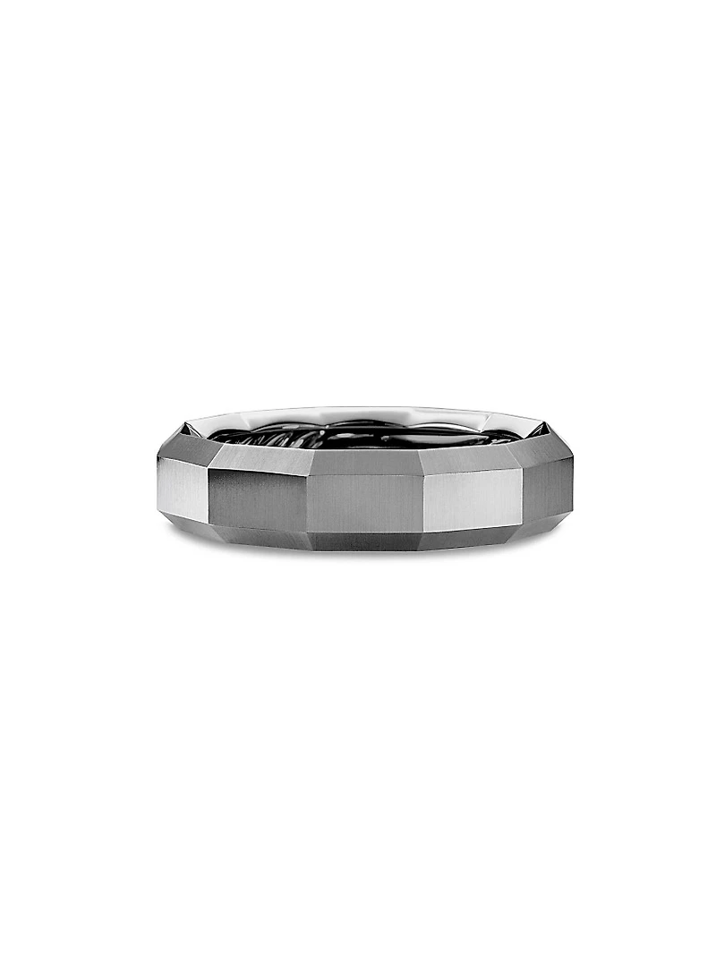 Faceted Band Ring Grey Titanium