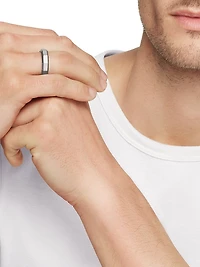 Faceted Band Ring Grey Titanium