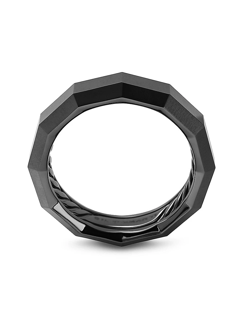 Faceted Band Ring Black Titanium