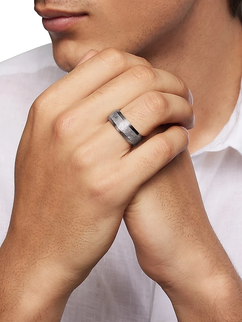 Beveled Band Ring Grey Titanium