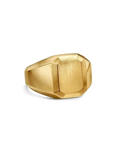 Deco Heirloom Signet Ring in 18K Yellow Gold, 17MM