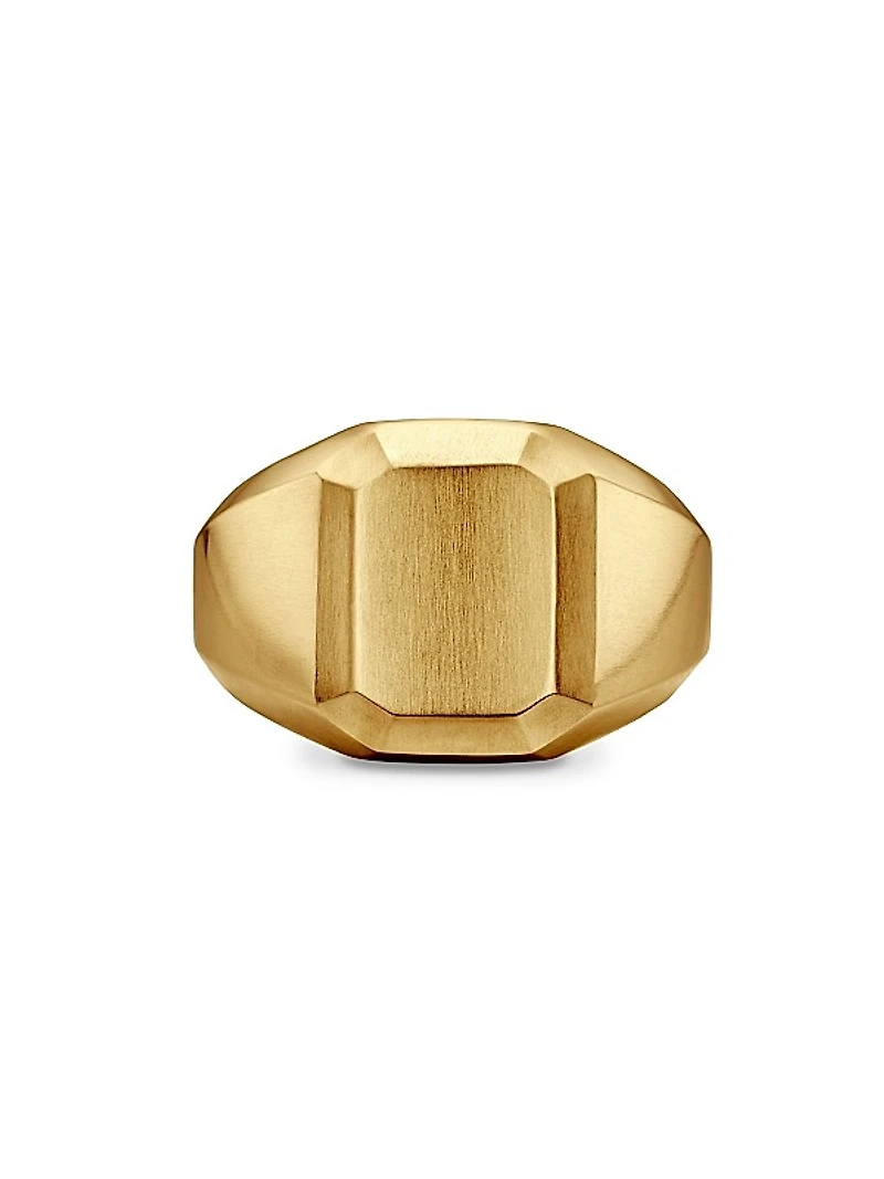 Deco Heirloom Signet Ring in 18K Yellow Gold, 17MM