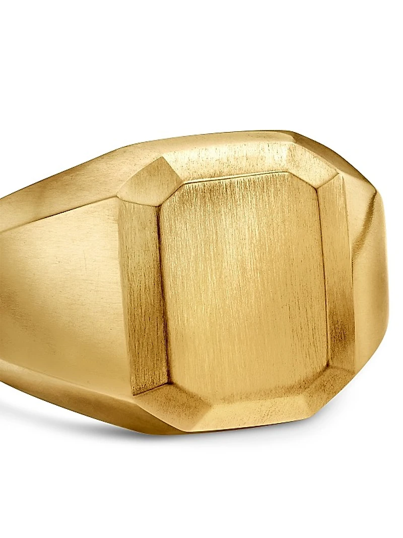 Deco Heirloom Signet Ring in 18K Yellow Gold, 17MM