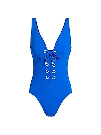 Lulu V-Neck Silent Underwire Tank One-Piece Swimsuit