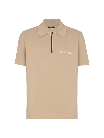 Logo-Embroidered Cotton Quarter-Zip Polo Shirt