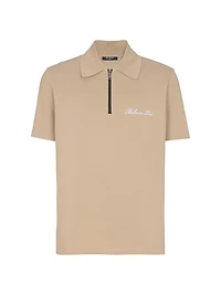 Logo-Embroidered Cotton Quarter-Zip Polo Shirt