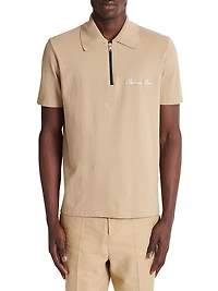 Logo-Embroidered Cotton Quarter-Zip Polo Shirt