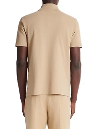 Logo-Embroidered Cotton Quarter-Zip Polo Shirt