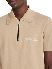 Logo-Embroidered Cotton Quarter-Zip Polo Shirt