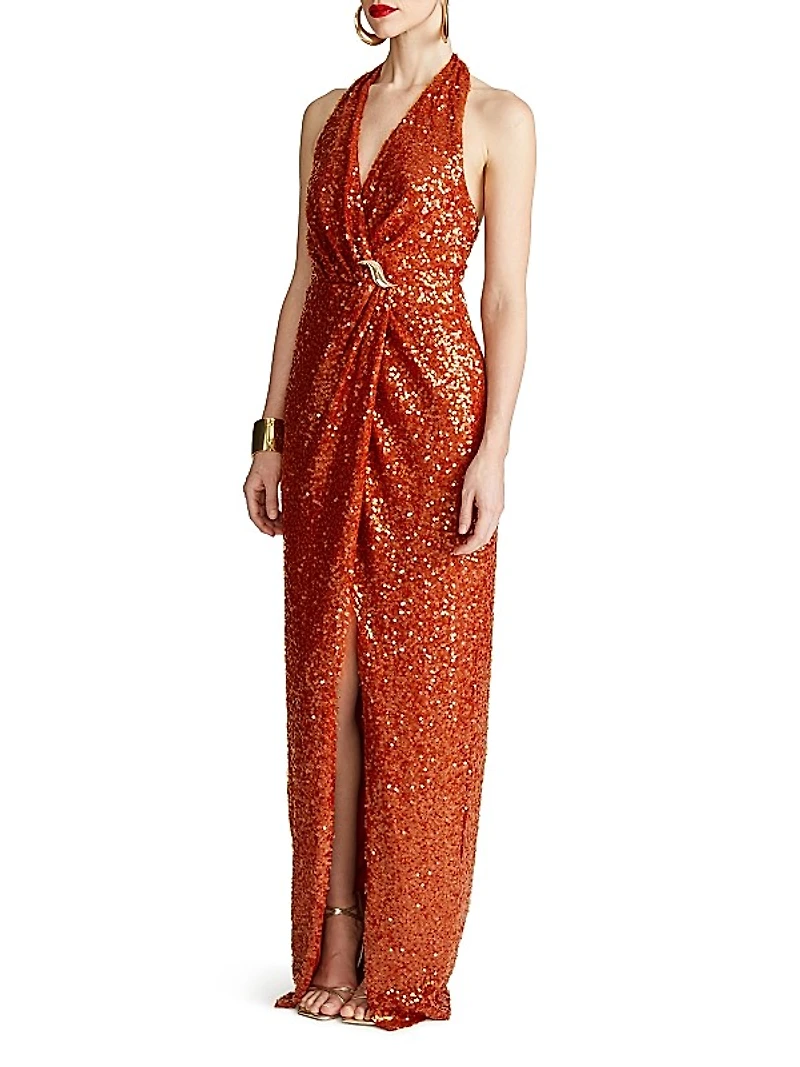 Svetlana Foil Sequin Gown