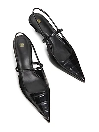 Sharp 50MM Croc-Effect Leather Slingback Pumps