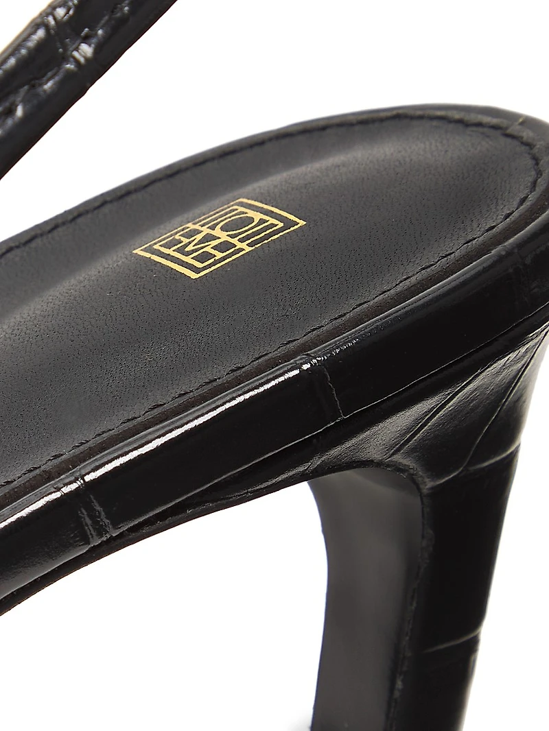 Sharp 50MM Croc-Effect Leather Slingback Pumps