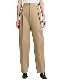 Straight-Leg Cotton Twill Trousers