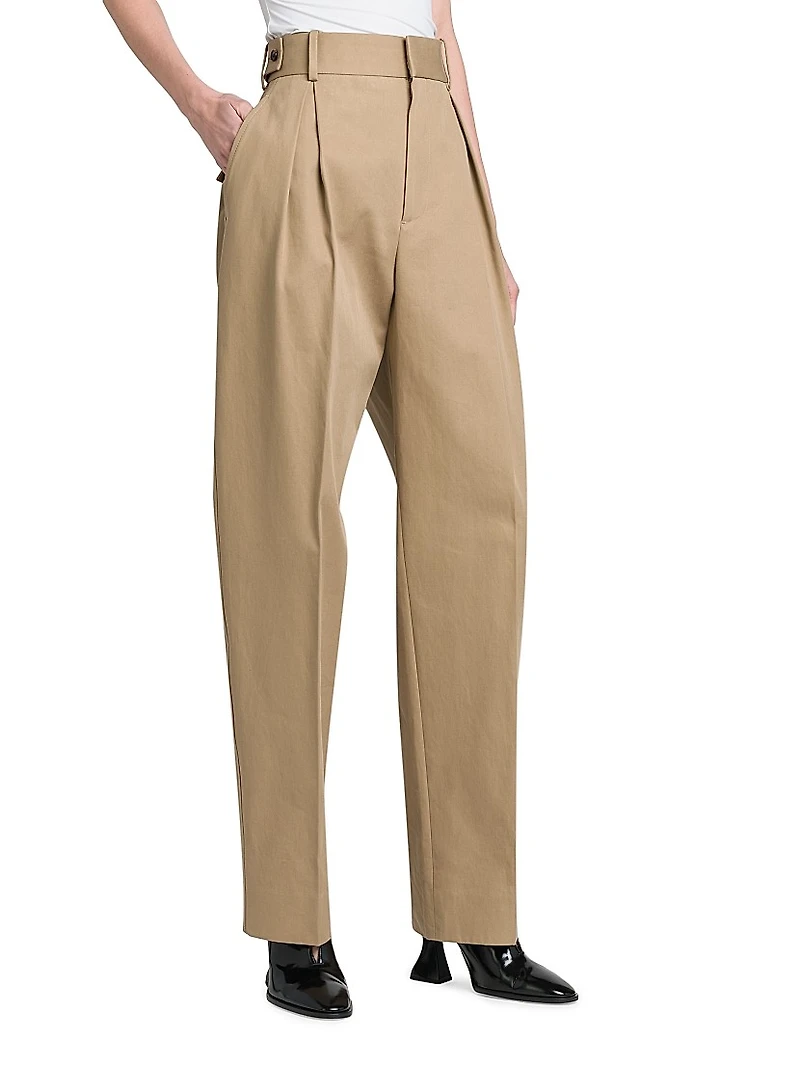 Straight-Leg Cotton Twill Trousers