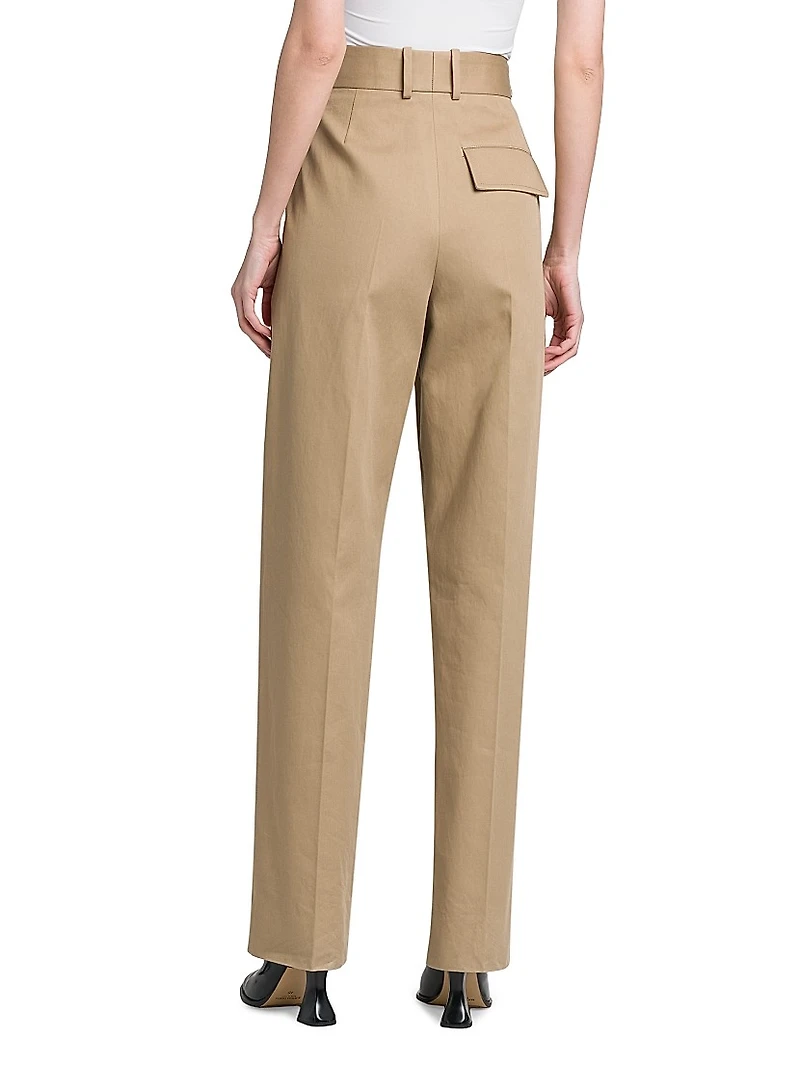 Straight-Leg Cotton Twill Trousers