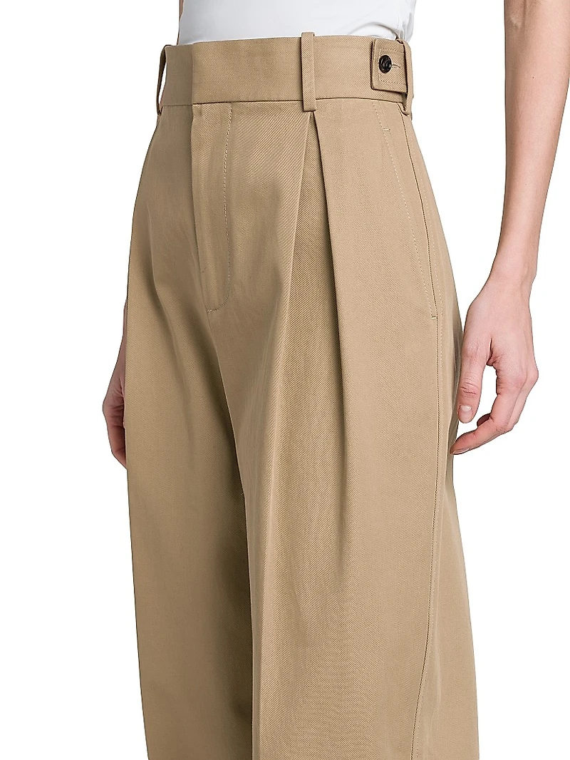 Straight-Leg Cotton Twill Trousers