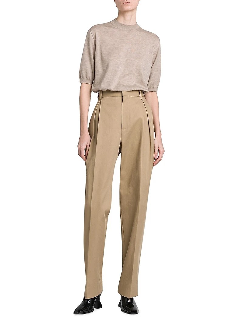 Straight-Leg Cotton Twill Trousers