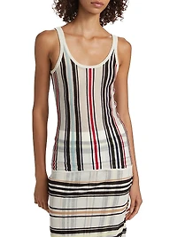Striped Knit Scoopneck Tank Top