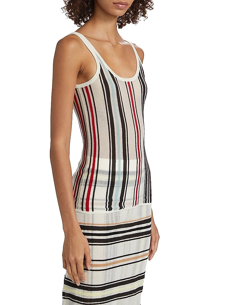 Striped Knit Scoopneck Tank Top