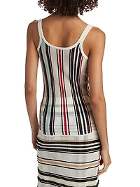Striped Knit Scoopneck Tank Top
