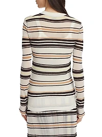 Stripe Cotton-Blend Button Sweater