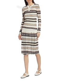 Stripe Cotton-Blend Midi-Skirt