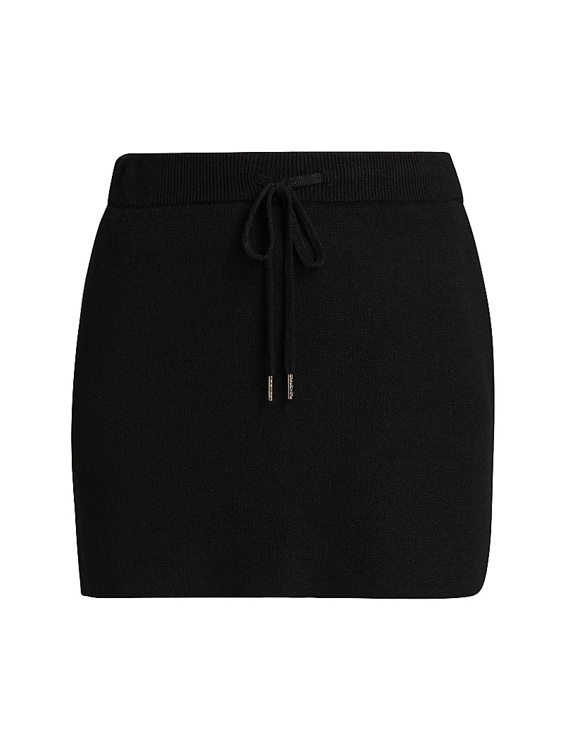 Stretch Knit Drawstring Miniskirt