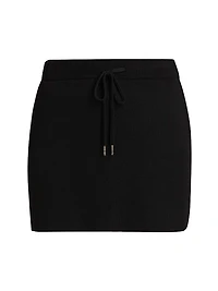 Stretch Knit Drawstring Miniskirt